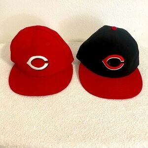 Vintage Bundle of (2) Cincinnati Reds New Era 59 Fifty Baseball Caps Sz 7 55.8cm